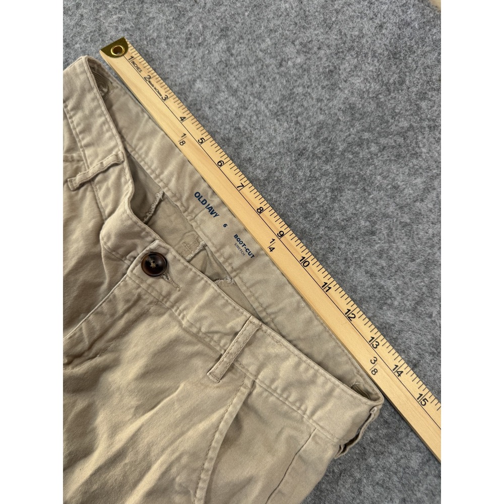 Old Navy Boot-Cut Stretch Khaki Pants 6 Tan Cotton Blend Casual Workwear - Picture 8 of 9